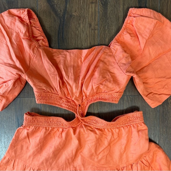 She + Sky flitter half sleeve linen tiered dress with open waist SZ LG - Picture 4 of 6